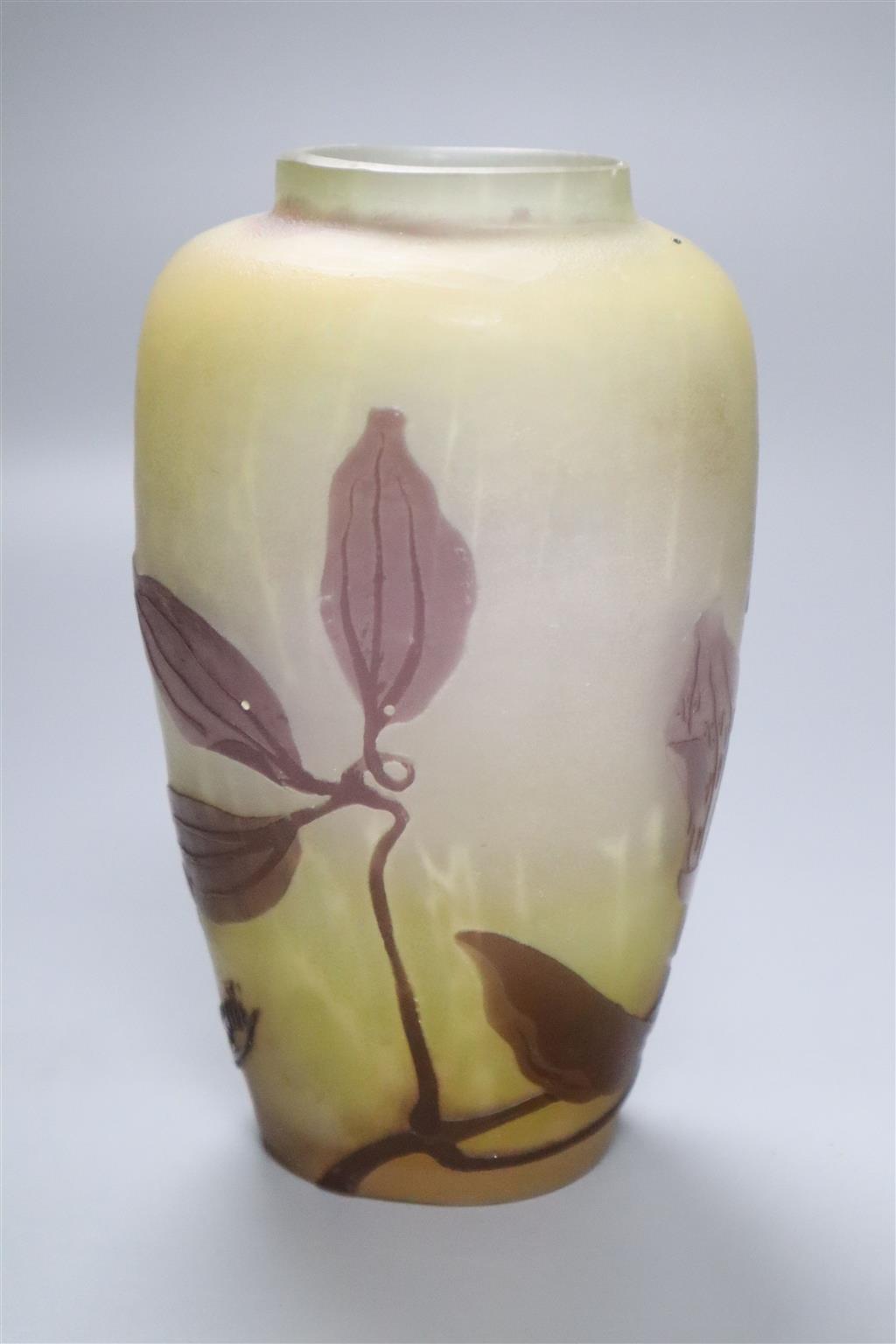 A Gallé-style cameo glass vase, 14.5cm